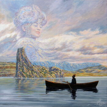 Pittura intitolato "Fisherman Oskus-ool…" da Georgii Ineshin (Georgy Ineshin Gotcha), Opera d'arte originale, Olio Montato s…