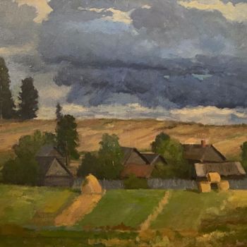 Ζωγραφική με τίτλο "Village" από Oleg Vasiliev, Αυθεντικά έργα τέχνης, Λάδι