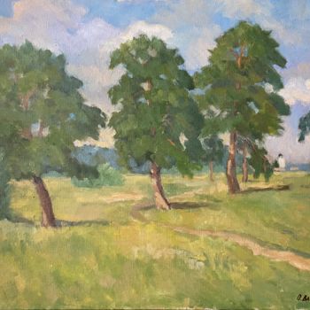 Painting titled "Pines" by Oleg Vasiliev, Original Artwork, Oil