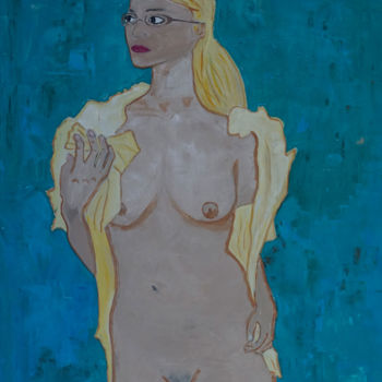 Painting titled "femme bleu" by Sam Salahié, Original Artwork, Oil