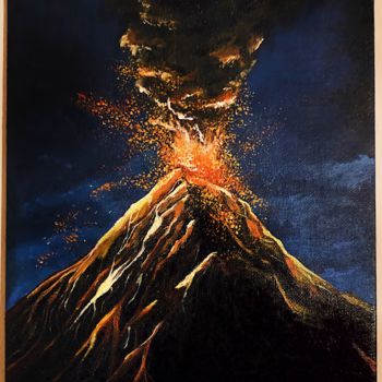 Painting titled "Vulcão" by Llum, Original Artwork, Acrylic