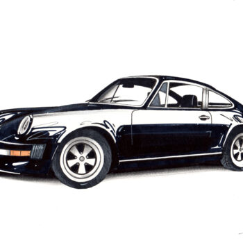 Disegno intitolato "Porsche 911 SC" da Gerald Baes, Opera d'arte originale, Pennarello