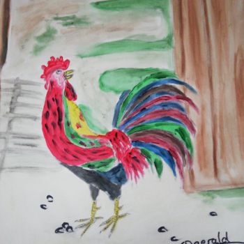 Painting titled "The Rooster" by Gerald Berger-Champion, Original Artwork, Acrylic