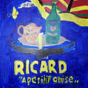 Schilderij getiteld "Ricard Advert" door Gerald Berger-Champion, Origineel Kunstwerk, Acryl