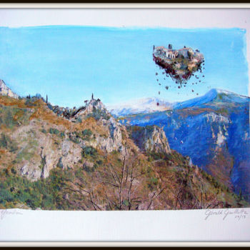 Schilderij getiteld "Gourdon s'en va  ou…" door Gérald Guillotte, Origineel Kunstwerk, Acryl