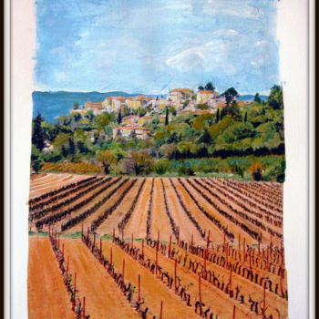 Peinture intitulée "Ménerbes ...village…" par Gérald Guillotte, Œuvre d'art originale, Acrylique