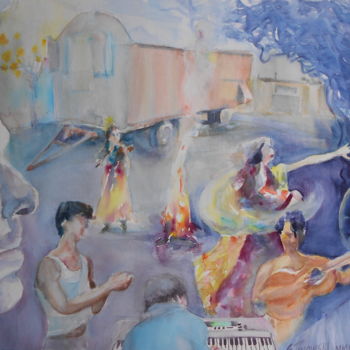 Painting titled "La gitanilla" by Gérald Janowski, Original Artwork, Watercolor