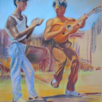 Malerei mit dem Titel "La rumba" von Gérald Janowski, Original-Kunstwerk, Pastell