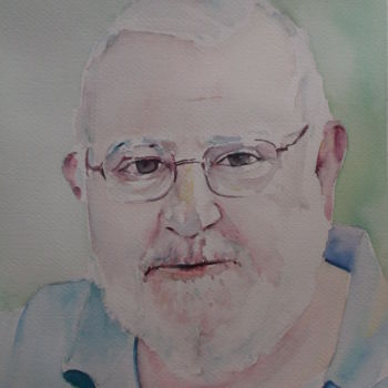 Pintura intitulada "Portrait d'homme" por Gérald Janowski, Obras de arte originais, Aquarela