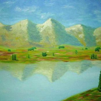 Painting titled "les-trois-montagnes…" by Gérald Macoine, Original Artwork, Oil