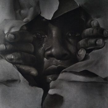 Σχέδιο με τίτλο "Realities of life" από Gerald Udoinyang, Αυθεντικά έργα τέχνης, Κάρβουνο