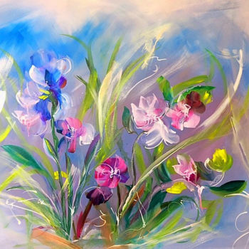 Peinture intitulée "Tendre et fleurie" par Géraldine Belveze, Œuvre d'art originale, Huile