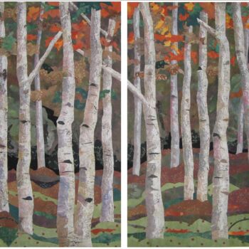 Art textile intitulée "Birch Wood" par Geraldine Clarkson, Œuvre d'art originale, Tissu