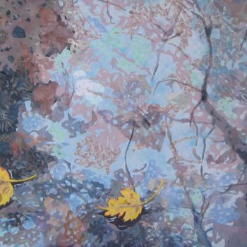Textile Art titled "Floating Leaves" by Geraldine Clarkson, Original Artwork, Fabric