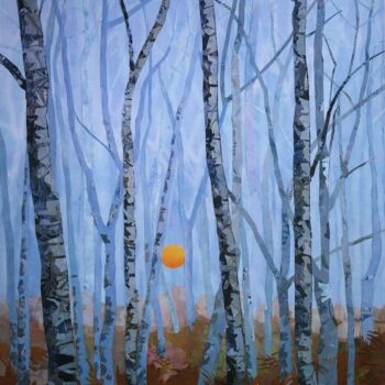 Textile Art titled "Winter Wood At Dawn" by Geraldine Clarkson, Original Artwork, Fabric