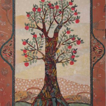 Textile Art titled "Apple Tree" by Geraldine Clarkson, Original Artwork, Fabric