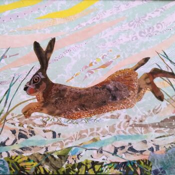 Textile Art titled "March Hare" by Geraldine Clarkson, Original Artwork, Fabric