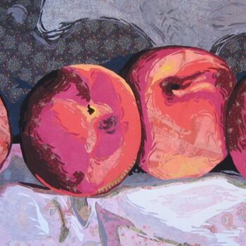 Textielkunst getiteld "Peaches" door Geraldine Clarkson, Origineel Kunstwerk, Stof