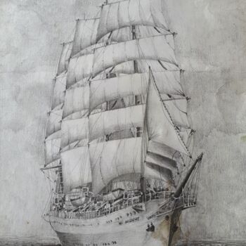 Картина под названием "Night sail" - Geraldine Flahavan, Подлинное произведение искусства, Карандаш