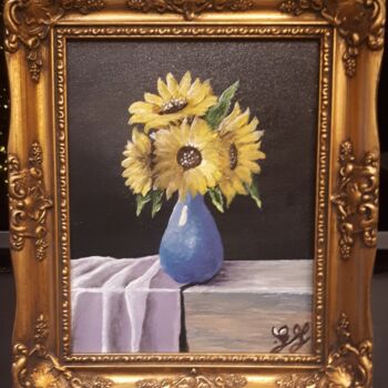 Painting titled "Sunflowers" by Geraldine Flahavan, Original Artwork, Acrylic