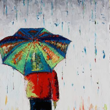 Peinture intitulée "promenade pluvieuse" par Géraldine Mazoyer, Œuvre d'art originale, Huile