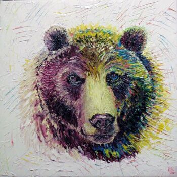 Peinture intitulée "Mr ours" par Géraldine Mazoyer, Œuvre d'art originale, Huile
