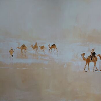 Painting titled "Golden Sands" by Geraldine Ryan, Original Artwork, Acrylic Mounted on Wood Stretcher frame