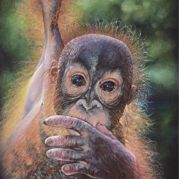 Drawing titled "Hanging on for Dear…" by Geraldine Simmons, Original Artwork, Pastel