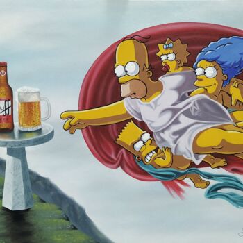 Pintura intitulada "A criação da cerveja" por Geraldo Sampaio, Obras de arte originais, Óleo
