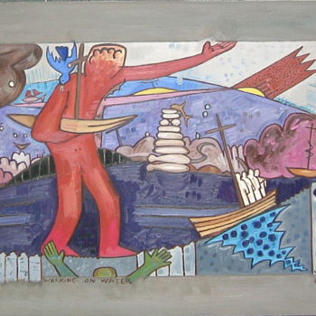 Schilderij getiteld "Walking On Water 2" door Gerald Shepherd F.F.P.S., Origineel Kunstwerk, Olie