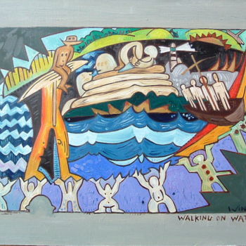 Pintura intitulada "Walking On  Water 1…" por Gerald Shepherd F.F.P.S., Obras de arte originais, Óleo