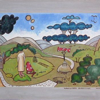 Schilderij getiteld "Landscape Evocation" door Gerald Shepherd F.F.P.S., Origineel Kunstwerk, Olie