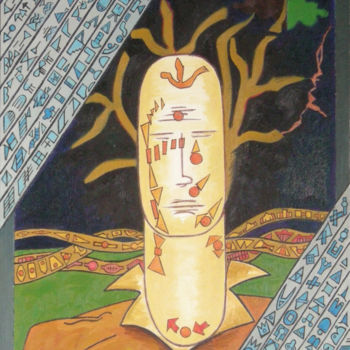 Malerei mit dem Titel "Head Before A Tree" von Gerald Shepherd F.F.P.S., Original-Kunstwerk, Öl