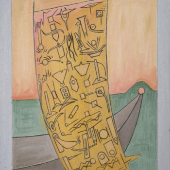 Картина под названием "Figure In A Environ…" - Gerald Shepherd F.F.P.S., Подлинное произведение искусства, Масло