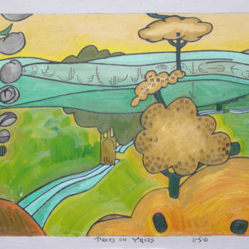「Trees On Trees」というタイトルの絵画 Gerald Shepherd F.F.P.S.によって, オリジナルのアートワーク, オイル