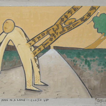 Pittura intitolato "Man In A Lane - Clo…" da Gerald Shepherd F.F.P.S., Opera d'arte originale, Olio
