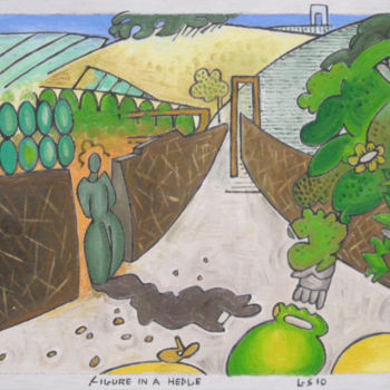 「Figure In A Hedge」というタイトルの絵画 Gerald Shepherd F.F.P.S.によって, オリジナルのアートワーク, オイル