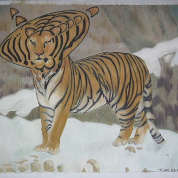 Painting titled "Tiger One" by Gerald Shepherd F.F.P.S., Original Artwork, Oil