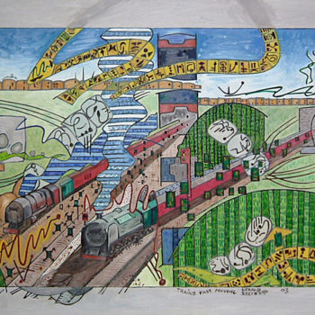 Pintura intitulada "Trains Fast Moving" por Gerald Shepherd F.F.P.S., Obras de arte originais, Óleo