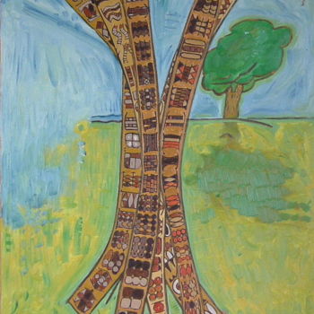 Pintura intitulada "Tree Reflection" por Gerald Shepherd F.F.P.S., Obras de arte originais, Óleo