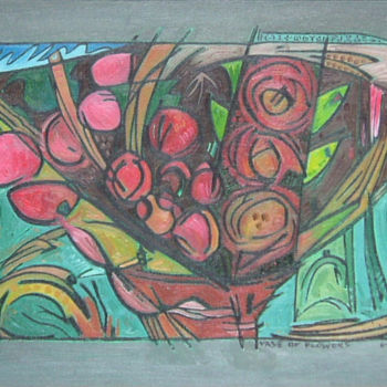 Peinture intitulée "Vase Of Flowers" par Gerald Shepherd F.F.P.S., Œuvre d'art originale, Huile