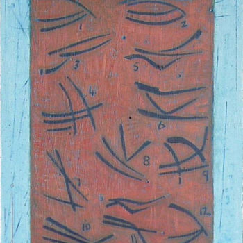 Schilderij getiteld "Linear Aphorisms" door Gerald Shepherd F.F.P.S., Origineel Kunstwerk, Olie