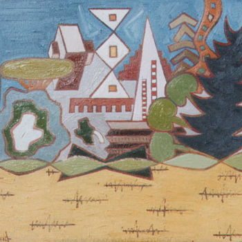 Pittura intitolato "The Village Of Cadl…" da Gerald Shepherd F.F.P.S., Opera d'arte originale, Olio