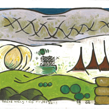 Malerei mit dem Titel "In These Hills I Hi…" von Gerald Shepherd F.F.P.S., Original-Kunstwerk, Öl