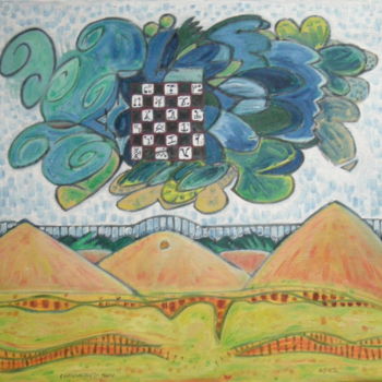 Painting titled "Chequered Sun" by Gerald Shepherd F.F.P.S., Original Artwork, Acrylic