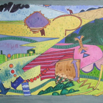 Painting titled "Childhood Landscape" by Gerald Shepherd F.F.P.S., Original Artwork, Acrylic