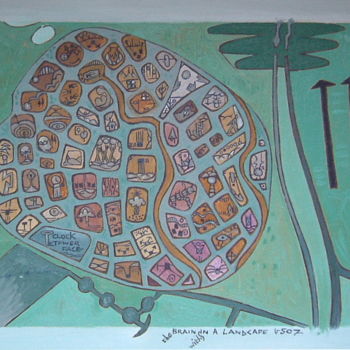 Pittura intitolato "Brain In A Landscape" da Gerald Shepherd F.F.P.S., Opera d'arte originale, Olio