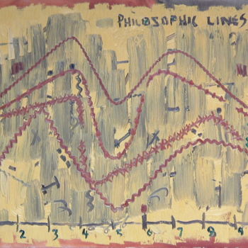 Schilderij getiteld "Philosophic Lines" door Gerald Shepherd F.F.P.S., Origineel Kunstwerk, Olie