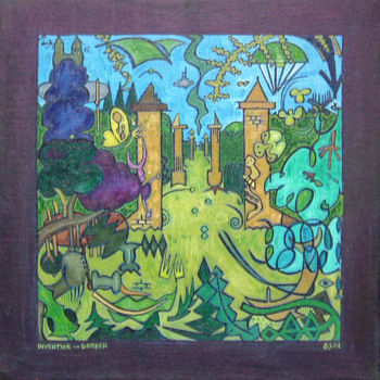 Painting titled "Invention - Garden 1" by Gerald Shepherd F.F.P.S., Original Artwork, Oil
