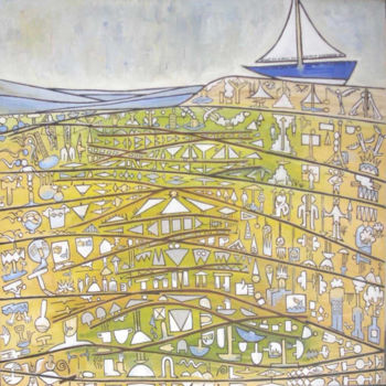 Peinture intitulée "Boat On A Hill Top" par Gerald Shepherd F.F.P.S., Œuvre d'art originale, Huile